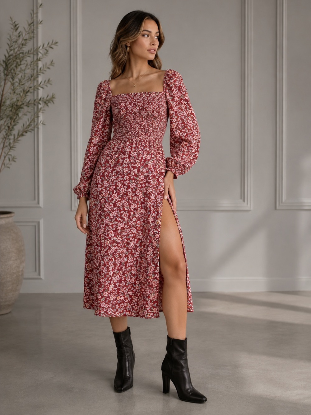 NEW Reformation Cello Floral Puff Sleeve Smocked Midi Dress Flower Girl S B521